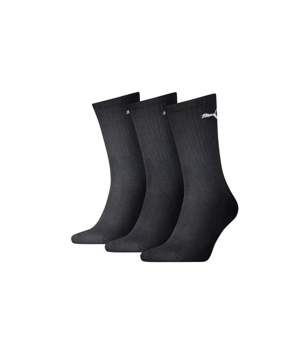 PUMA Lot de 3 paires de Chaussettes Mixte Coton SPORTCREW Noir