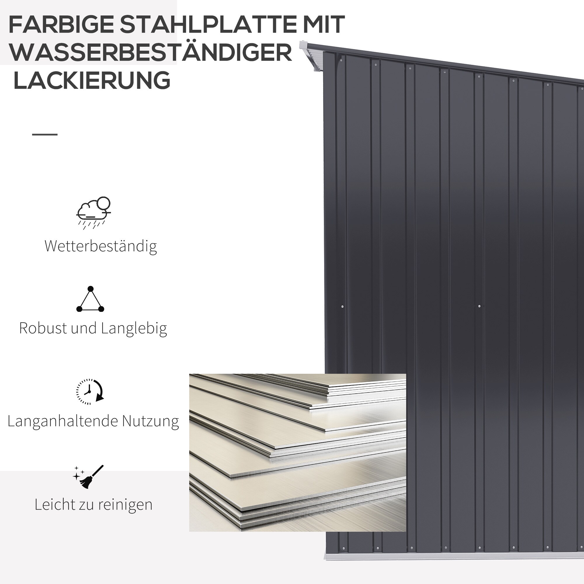 Outsunny Gerätehaus mit Pultdach grau 100B x 103T x 160H cm