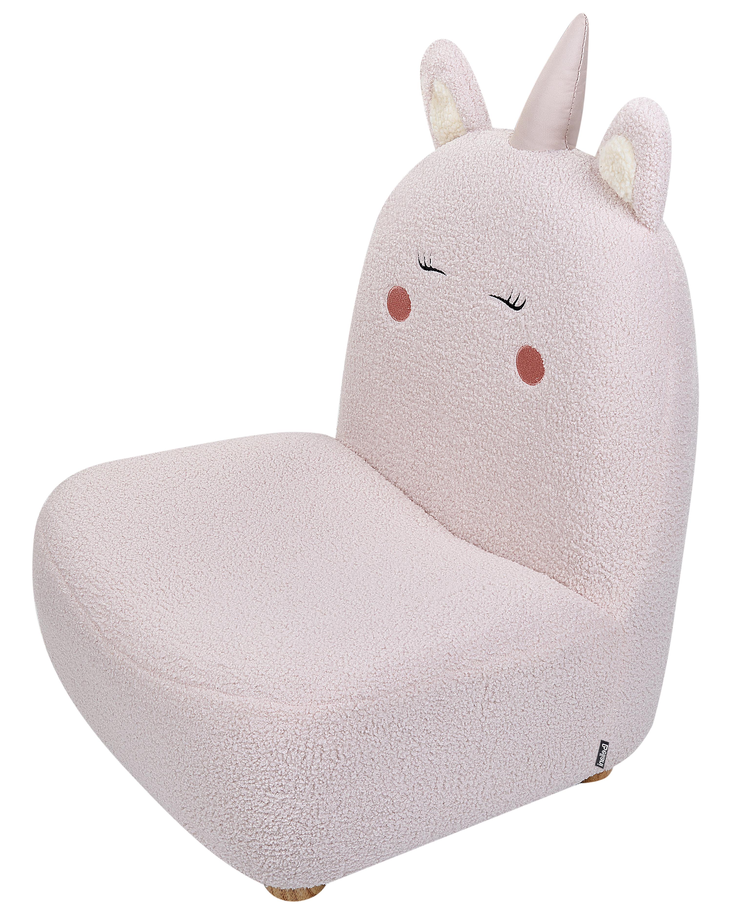 Kinderfauteuil Eenhoorn LULEA Bouclé Pastelroze