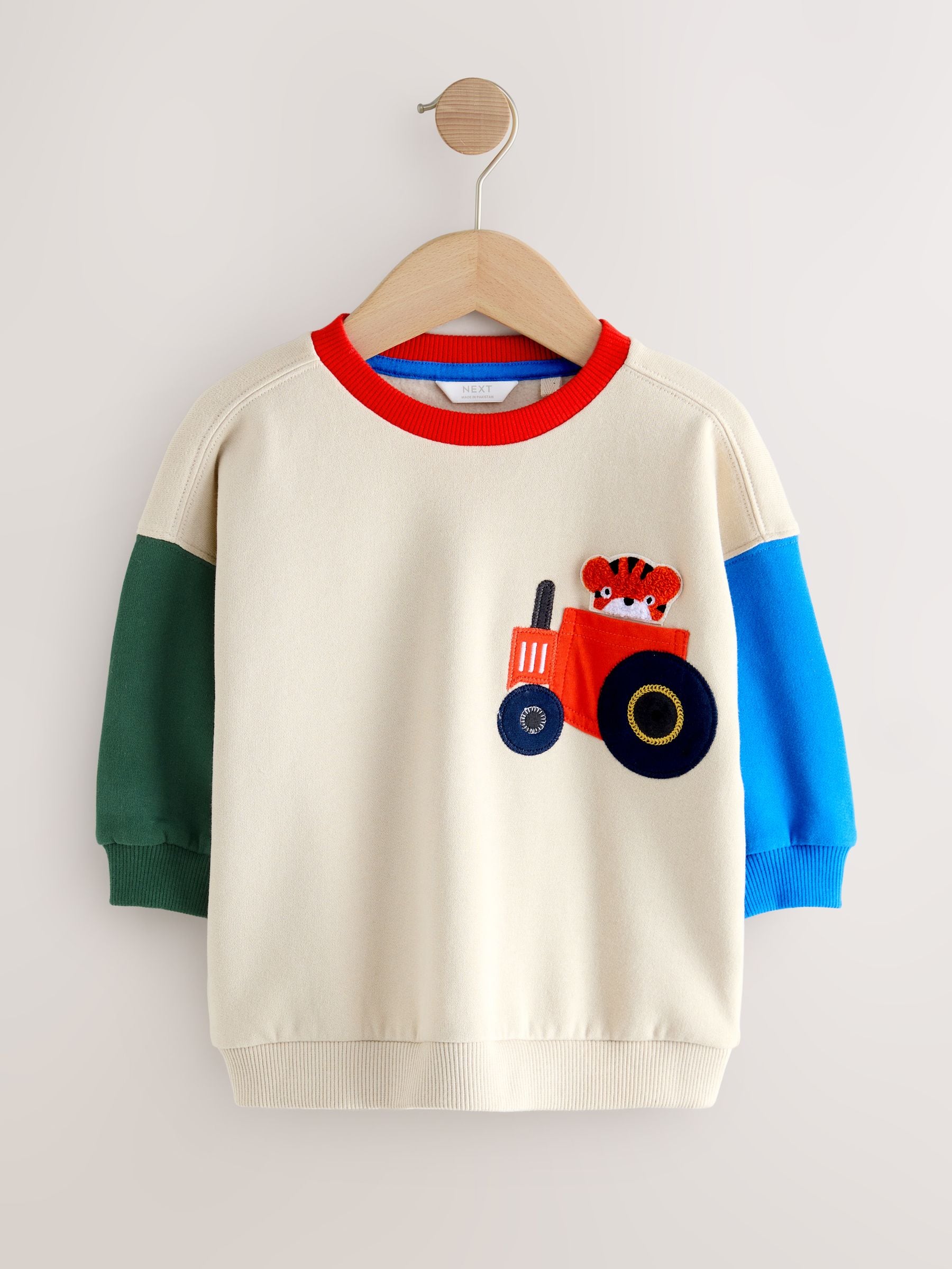 Ecru met kleurvlakken - Sweatshirt met ronde hals en all-over print (3 mnd - 7 jr)