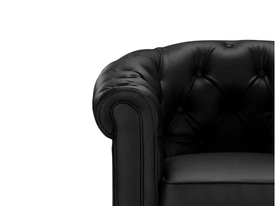 Canapé 3 places et 2 fauteuils CHESTERFIELD - Simili Noir