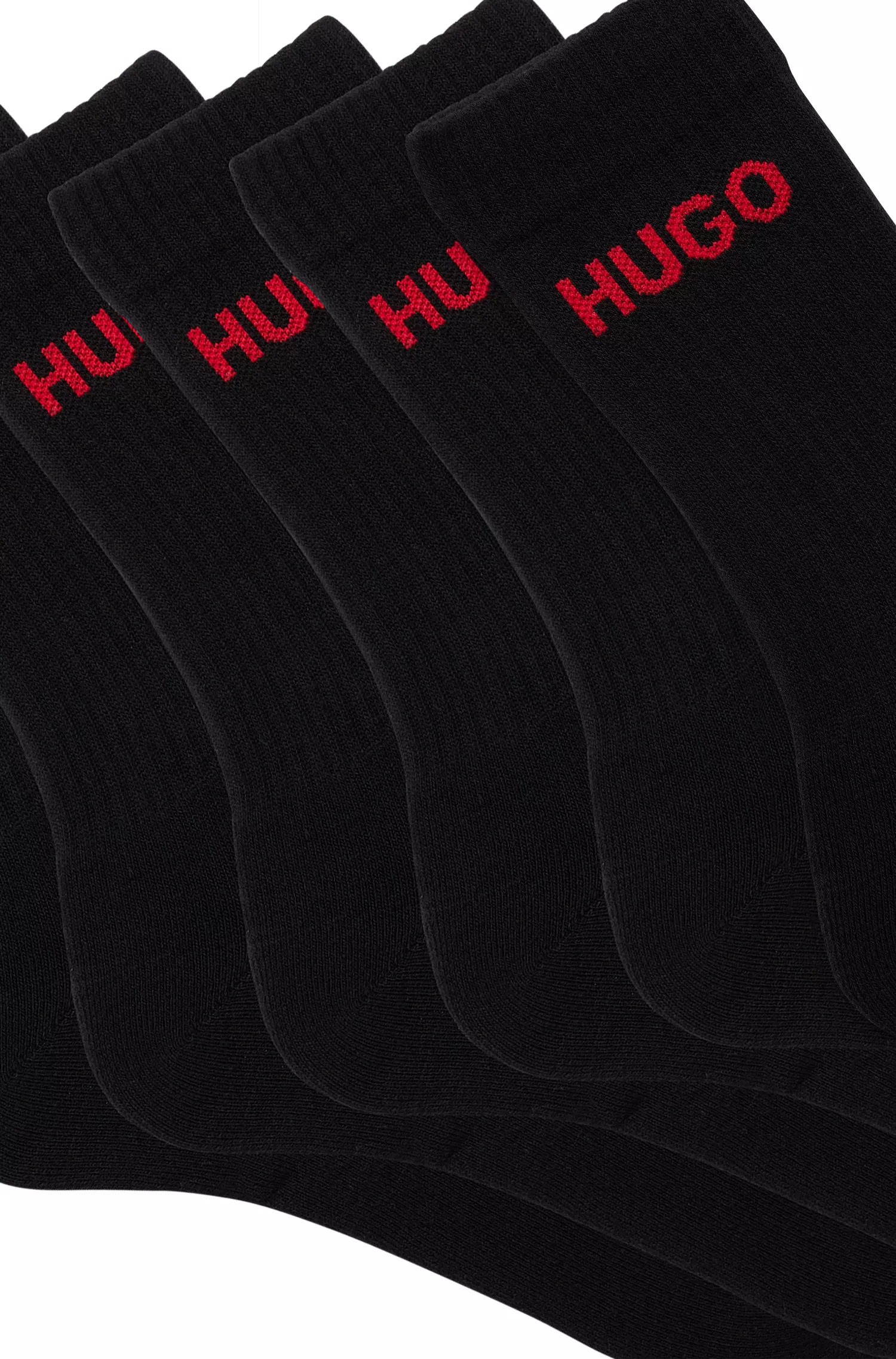 HUGO Vermelho - Pacote com seis pares de meias cano curto com detalhe do logotipo