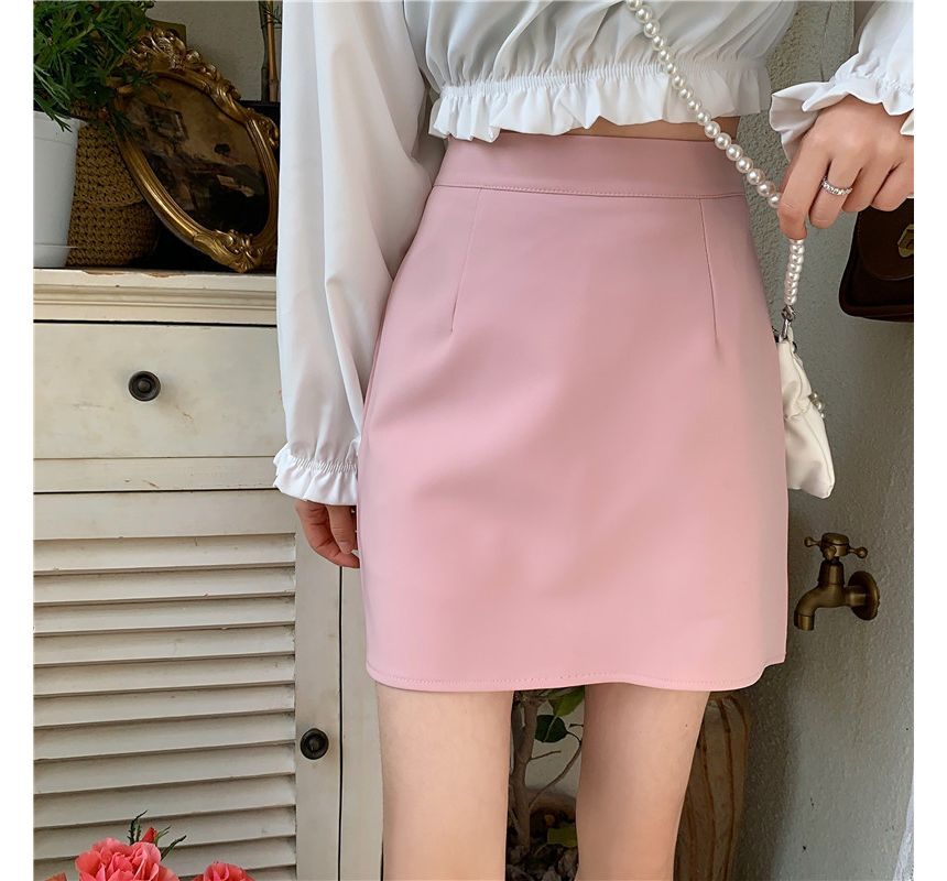 Seven Fairies - Hoge taille effen mini A-lijn rok