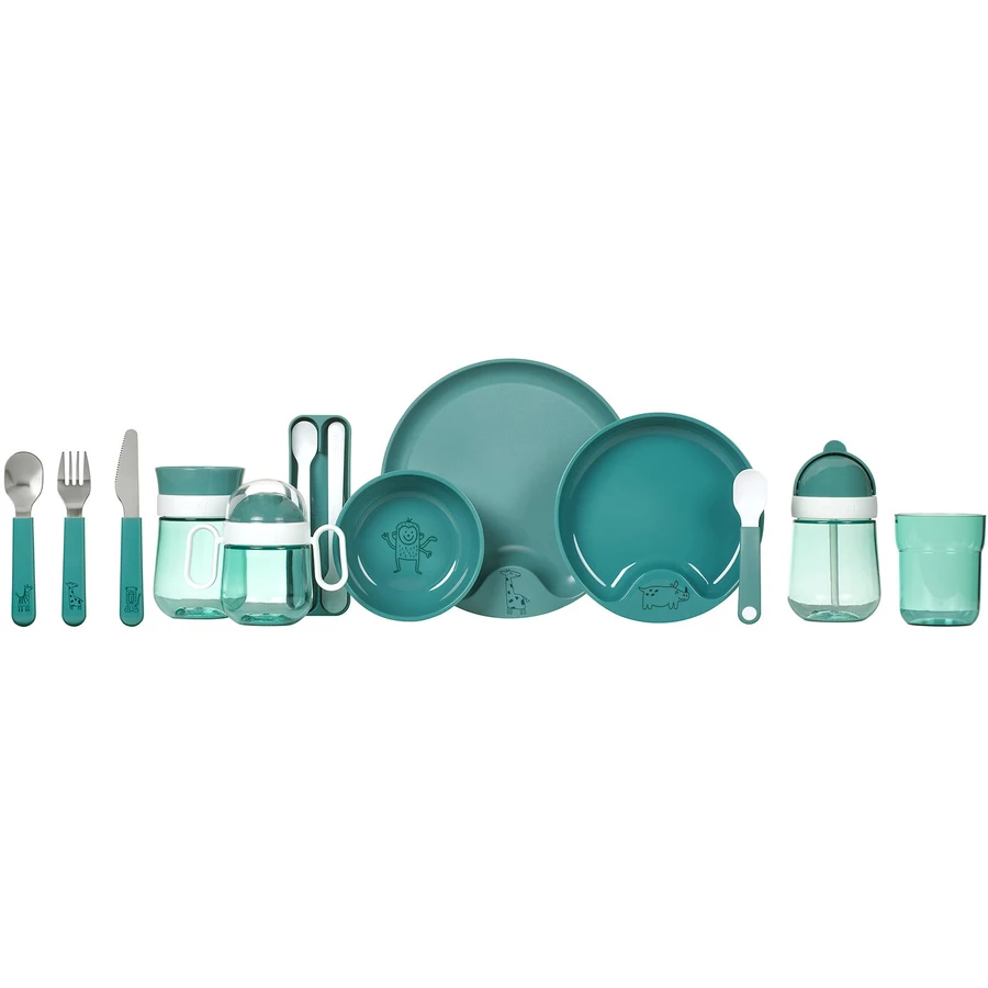 Mepal Kinderteller mit Besteck Mio ø 22 cm türkis