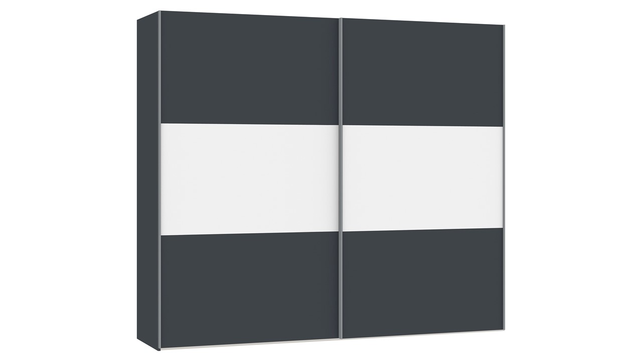 Schuifdeurkast Kixx met hout- en glaspanelen donkergrijs/wit