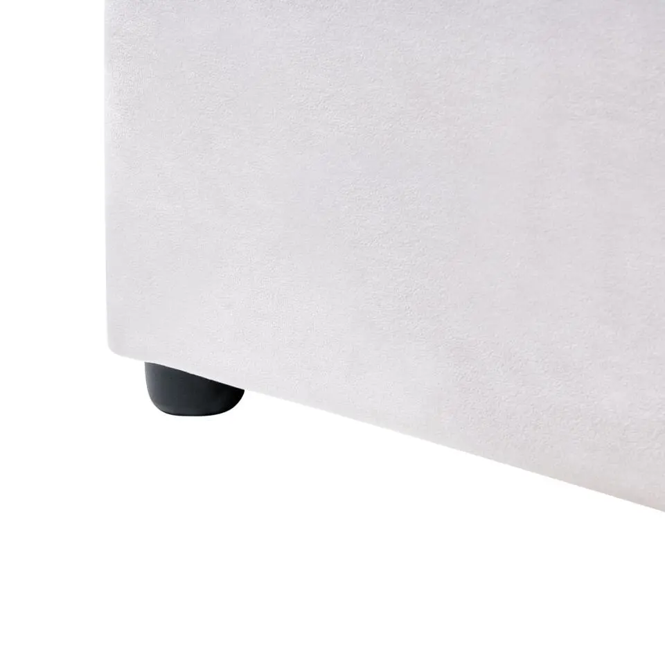 LAVAUR - Tweeperoonsbed - Off-white - 160 x 200 cm - Fluweel
