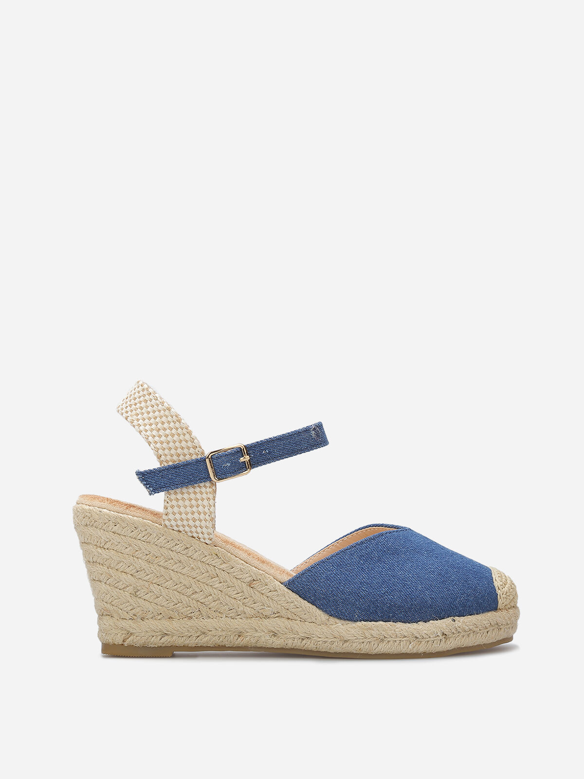 Espadrilles compensées en denim- Bleu Denim