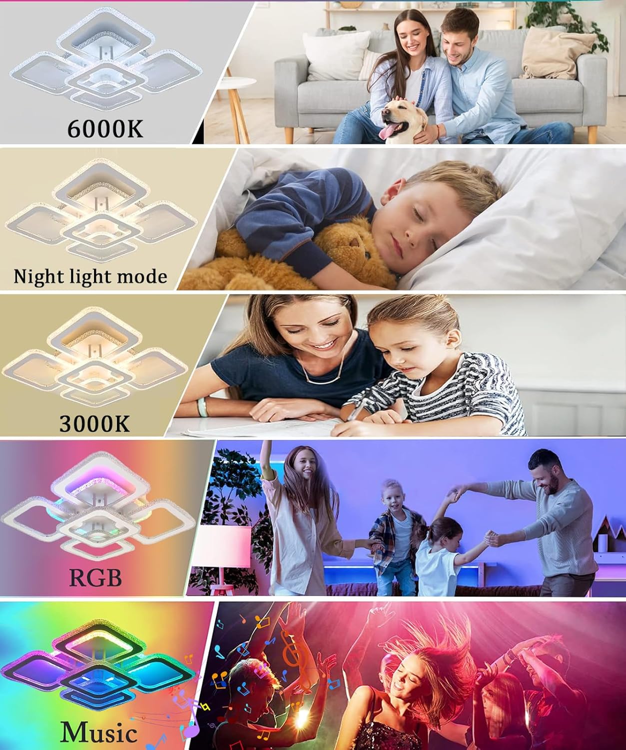 LED Musik Deckenleuchte mit Bluetooth Lautsprecher Wohnzimmerlampe Dimmbar RGB Farbwechsel Deckenlampe mit Fernbedienung Und APP Modern Deckenbeleuchtung Wohnzimmer Kinderzimmer Schlafzimmer Lampe
