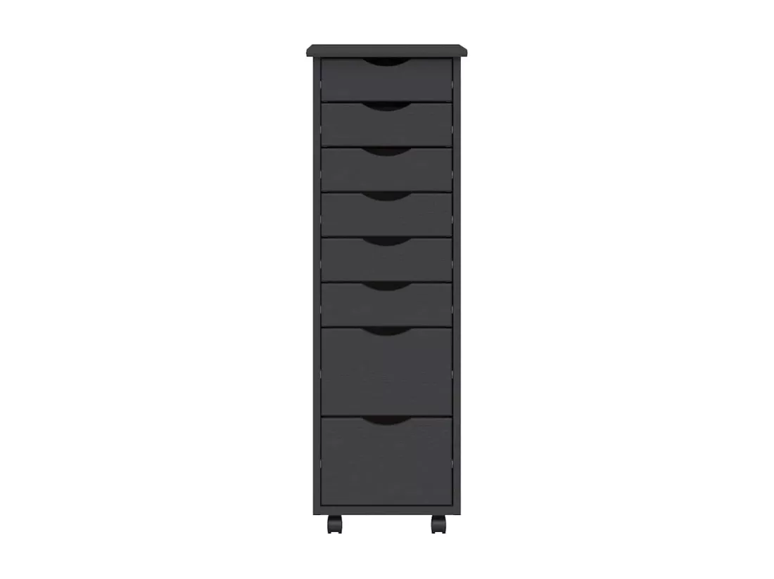 Armoire roulante avec tiroirs MOSS gris bois de pin solide