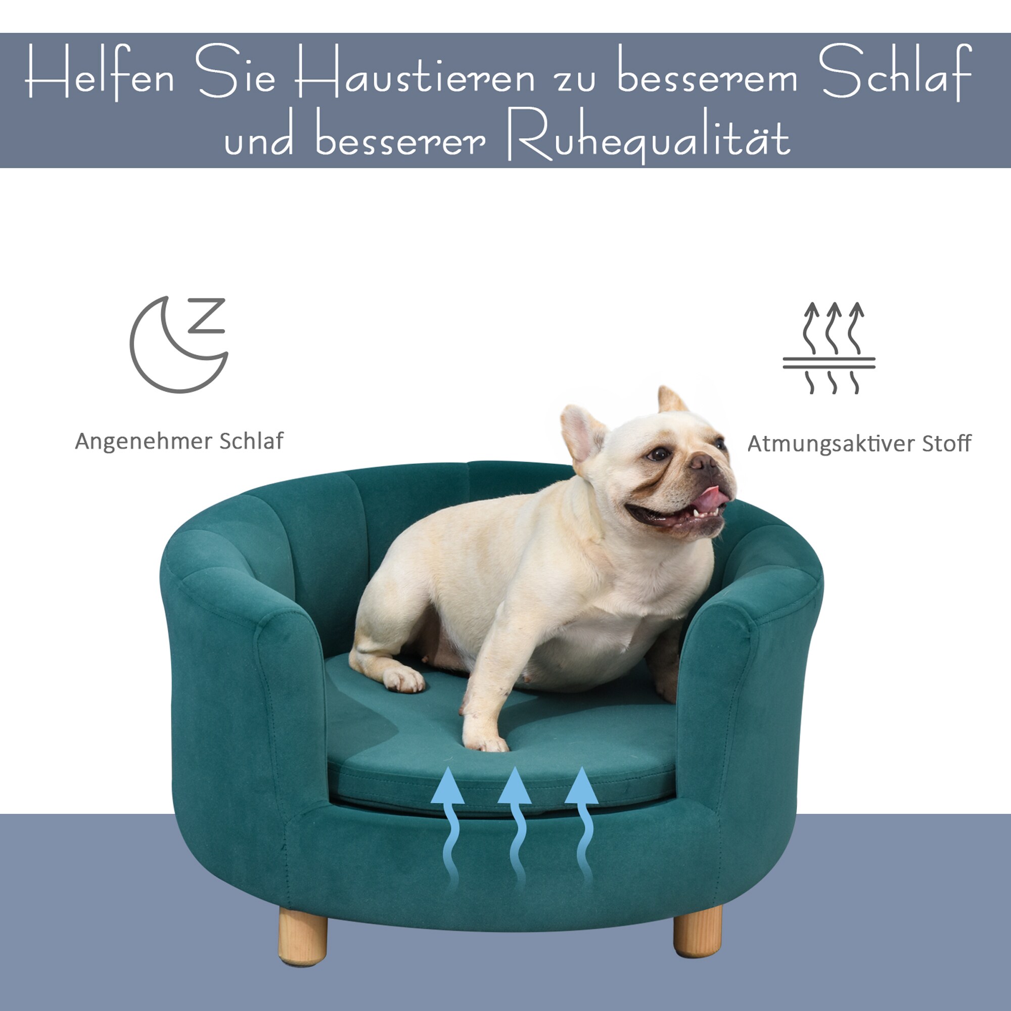 PawHut Hundesofa mit kuschligem Stoffbezug grün 65 x 64 x 37 cm (BxTxH)