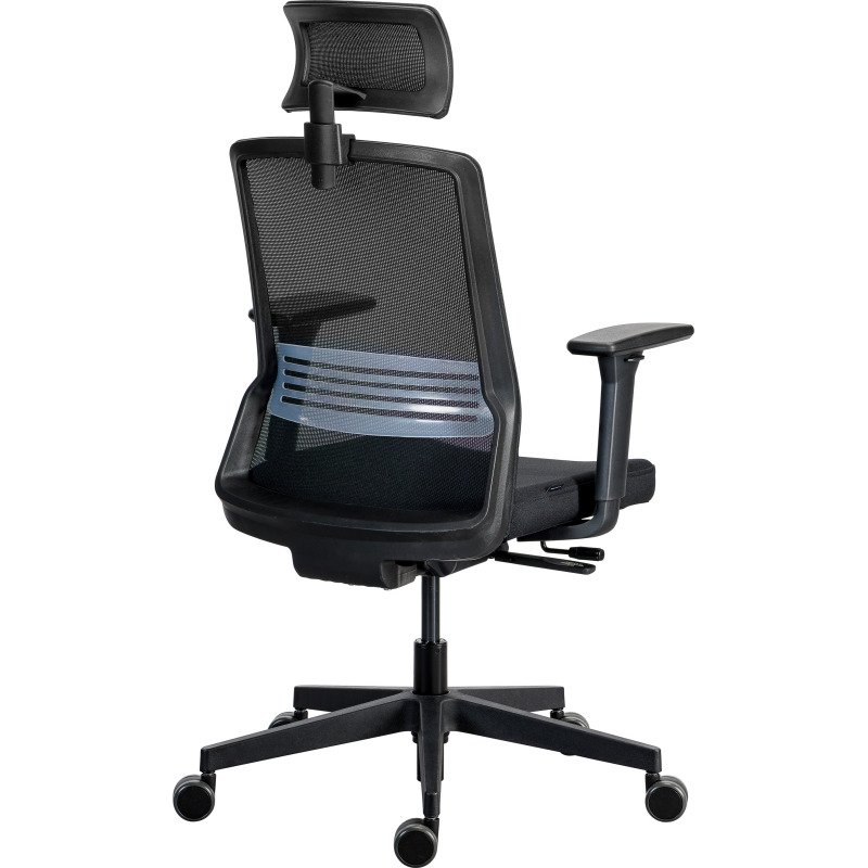 Chaise de bureau ergonomique COCO tissu et maille, avec accoudoirs 3D et appuie-tête, mécanisme synchrone, pieds noirs