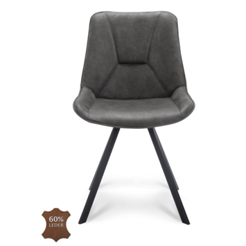 Eetkamerstoel Brett Bull graphite grijs leer