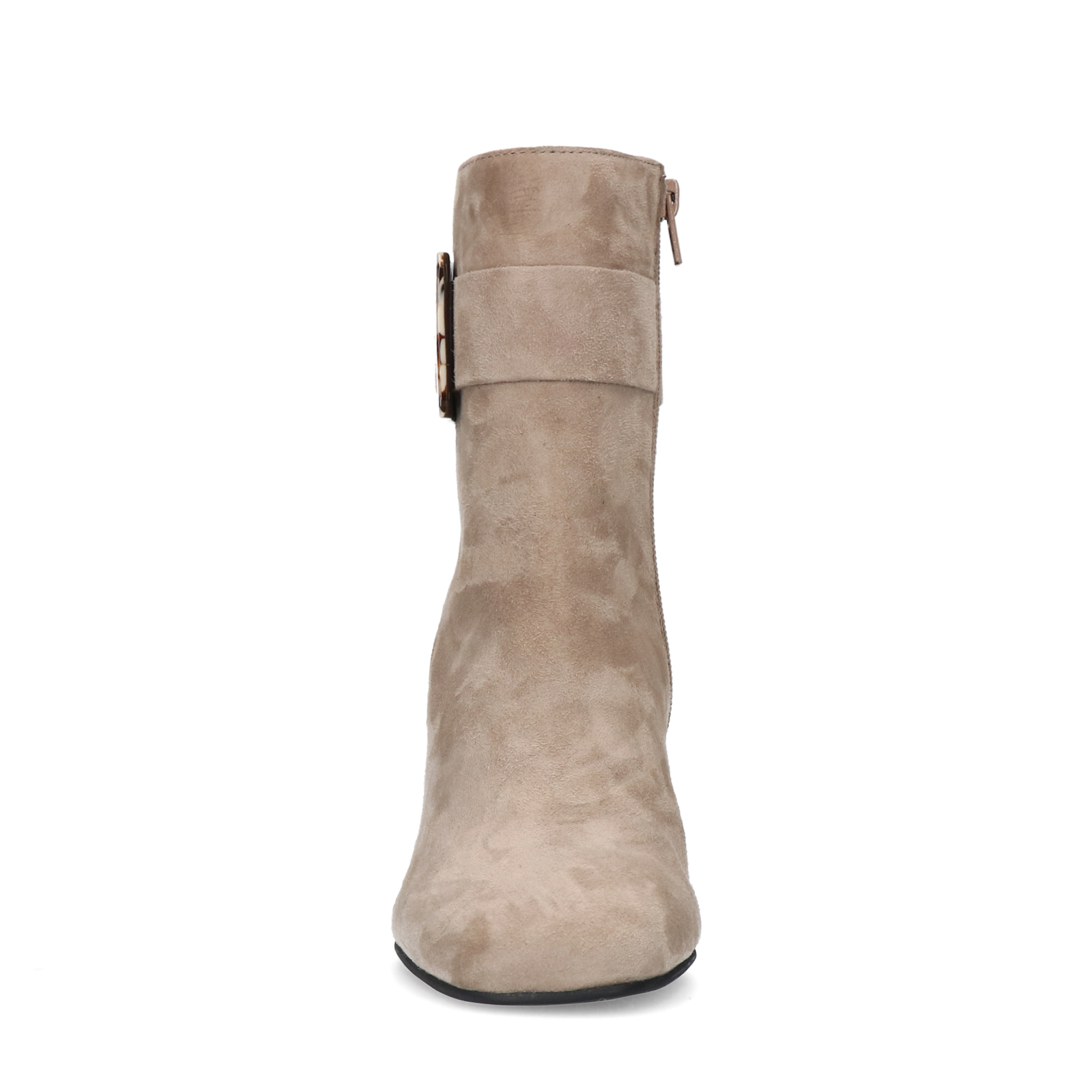 Beige suède enkellaarsjes met gesp