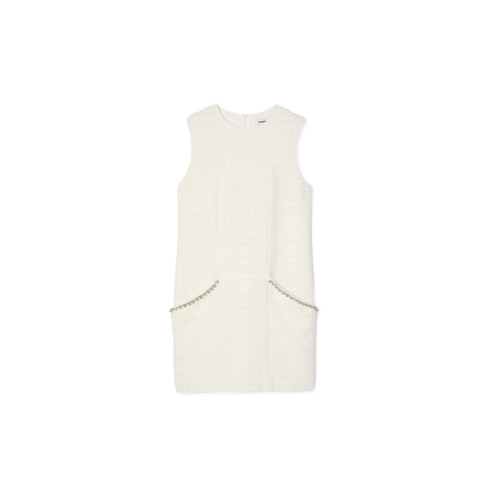 Robe courte col rond en tweed | Blanc