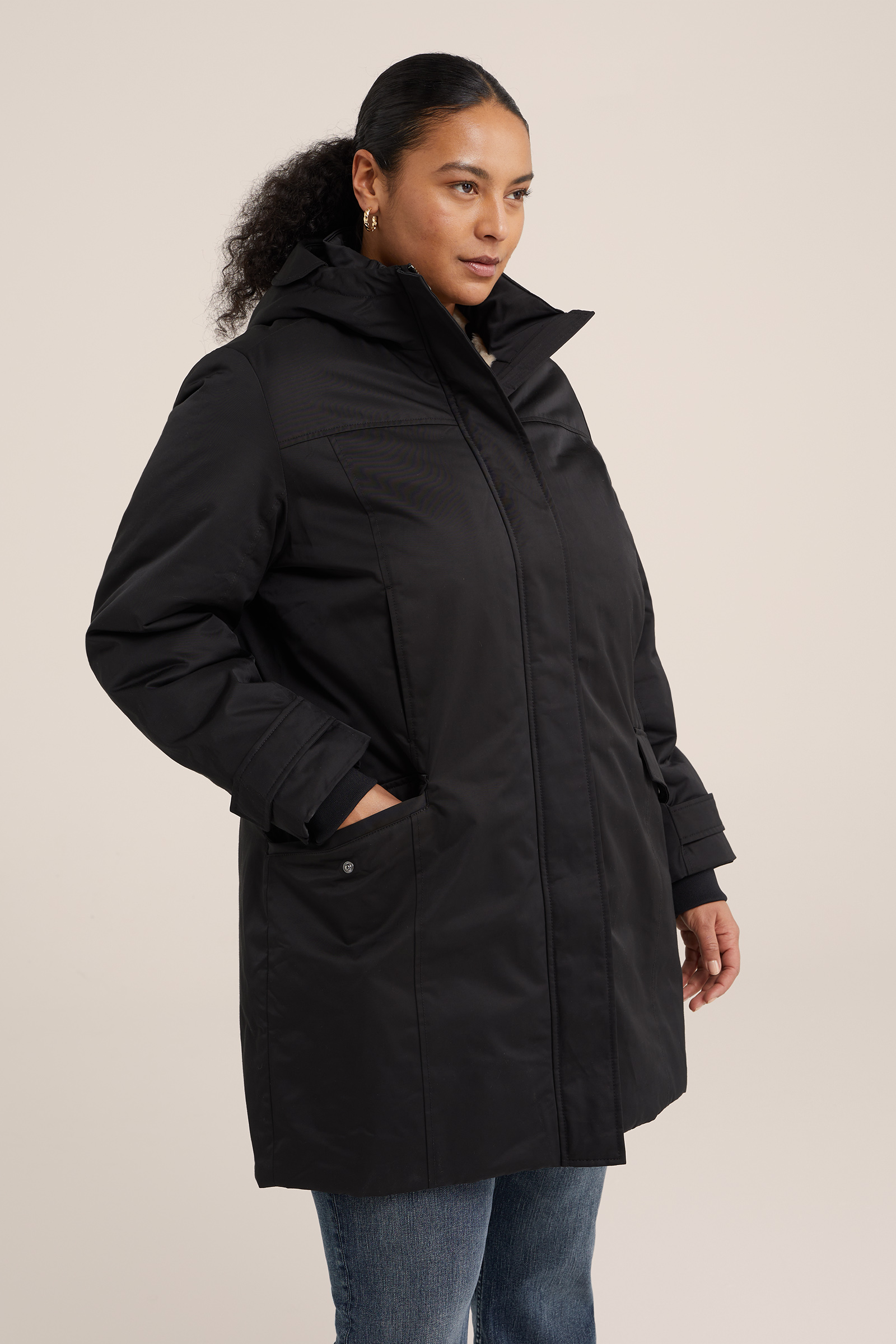 gewatteerde parka - Curve WE Fashion Zwart