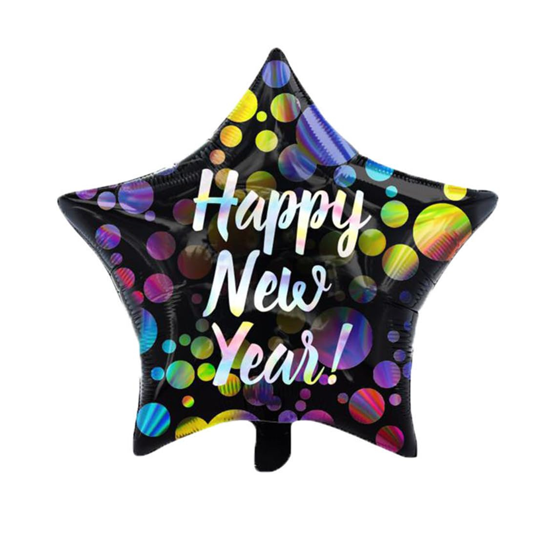 (9-tlg. Set) Silvester Party Deko Folien Ballon Happy New Year / Stern / Discokugel Luftballon - Bunt / Schwarz