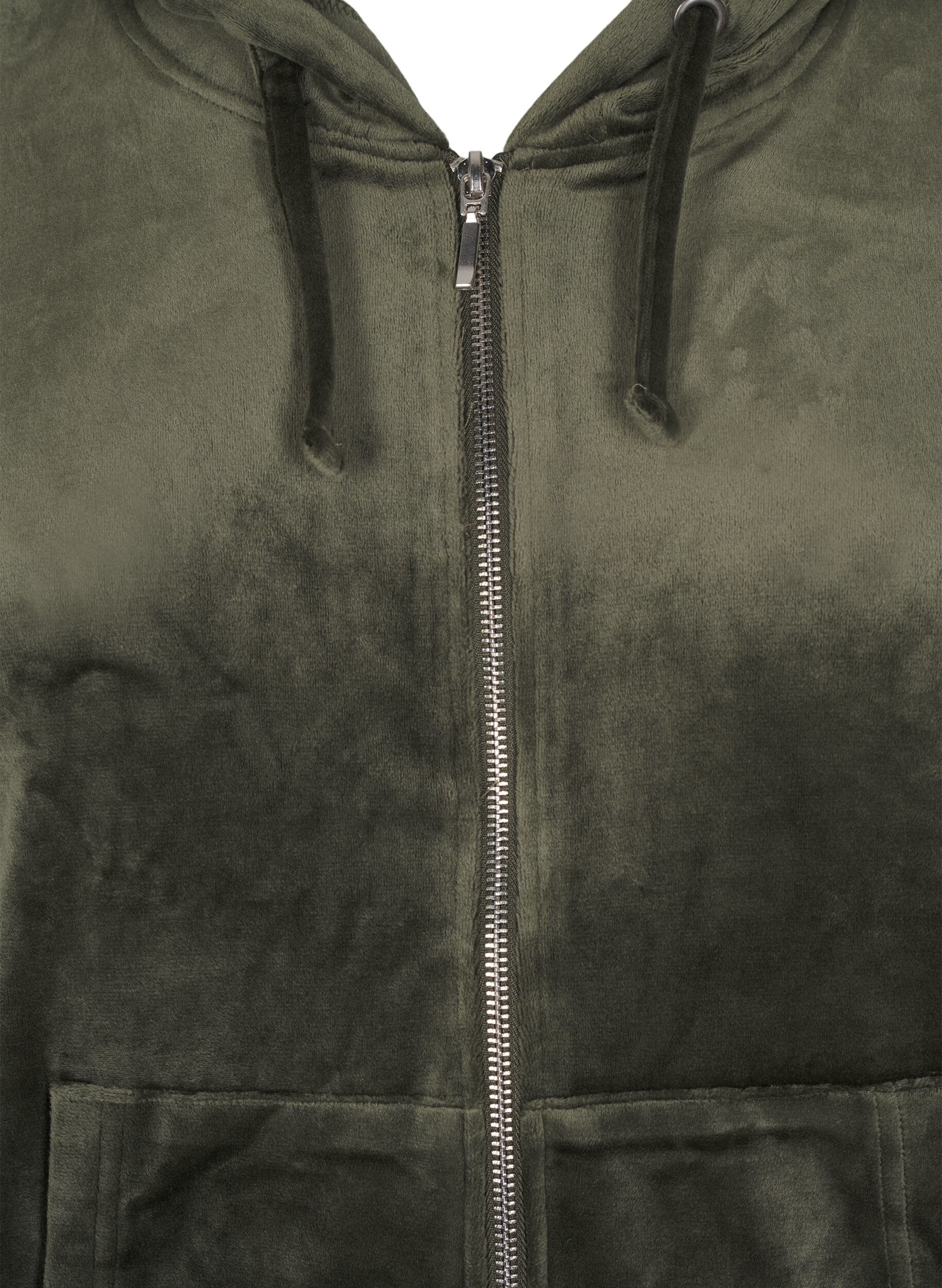 Velour cardigan med hætte
