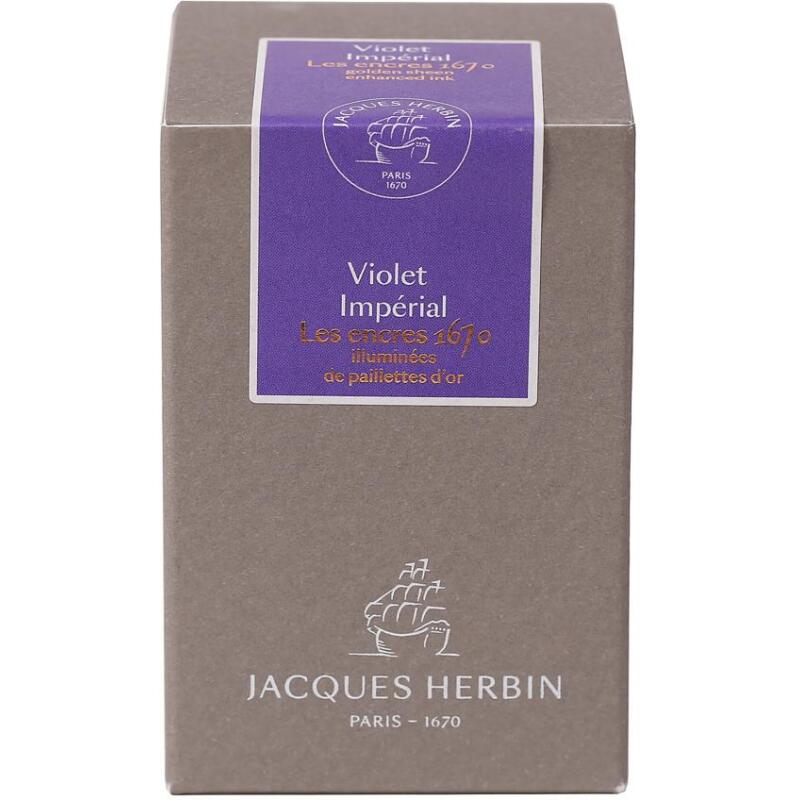 Encre 1670 à paillettes dorées 50ml - Violet Impérial