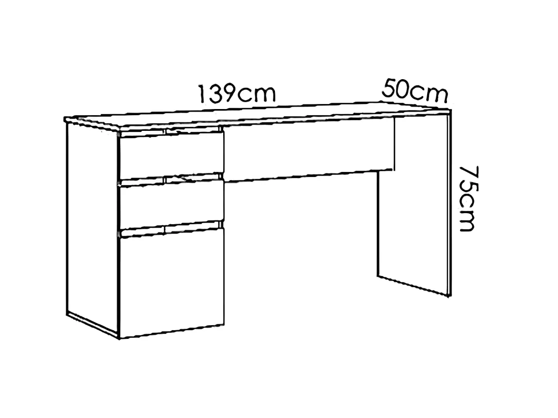 Bureau Réversible coloris blanc brillant - Longueur 139 x Profondeur 60 x Hauteur 75 cm