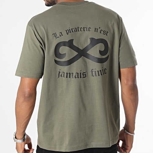 Tee Shirt Oversize Infini Vert Kaki Noir