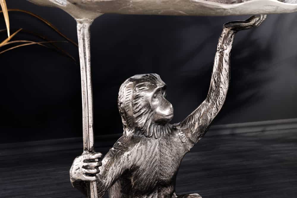 Design Beistelltisch WILDLIFE MONKEY 60cm silber Metall handmade