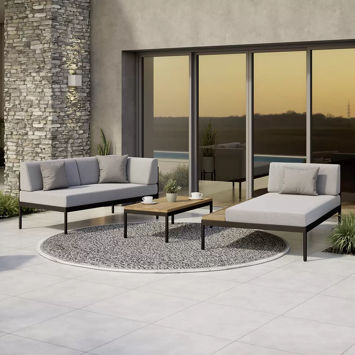 Beldano Loungegarnitur Casablanca 3-teilig braun,grau