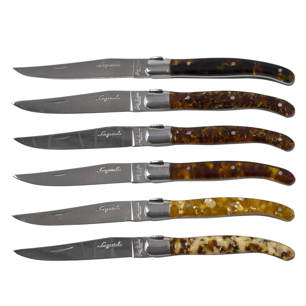 Coffret 6 couteaux laguiole acrylique ecaille Jean Dubost