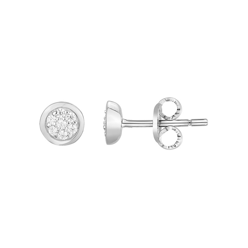 Boucles d'oreilles puces en Argent avec oxyde de zirconium blanc