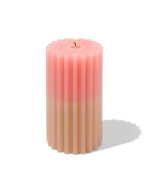 bougie nervurée Ø7x13 naturel/rose