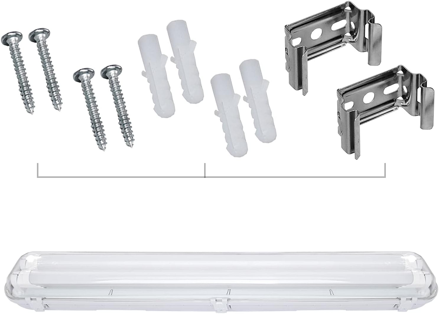 LED Feuchtraumleuchte 150cm 6er 6000K Kaltweiß 2x 24W Röhre 4800lm IP65 Wasserfest T8 Werkstattlampe Röhrenlampe Komplett Wannenleuchte Leuchte für Garage Keller Büro Warenhaus