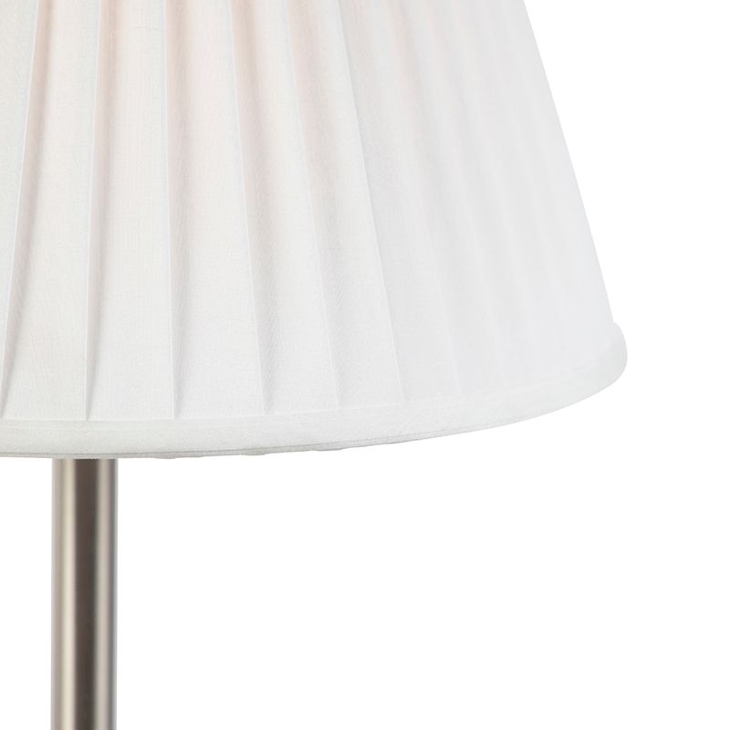 Klassiek tafellamp staal met plissé kap wit 35 cm - Simplo
