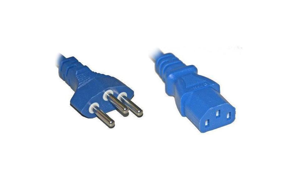 Netzkabel 1 m C13-T12T12 auf C13, 250V, 1 m, blau