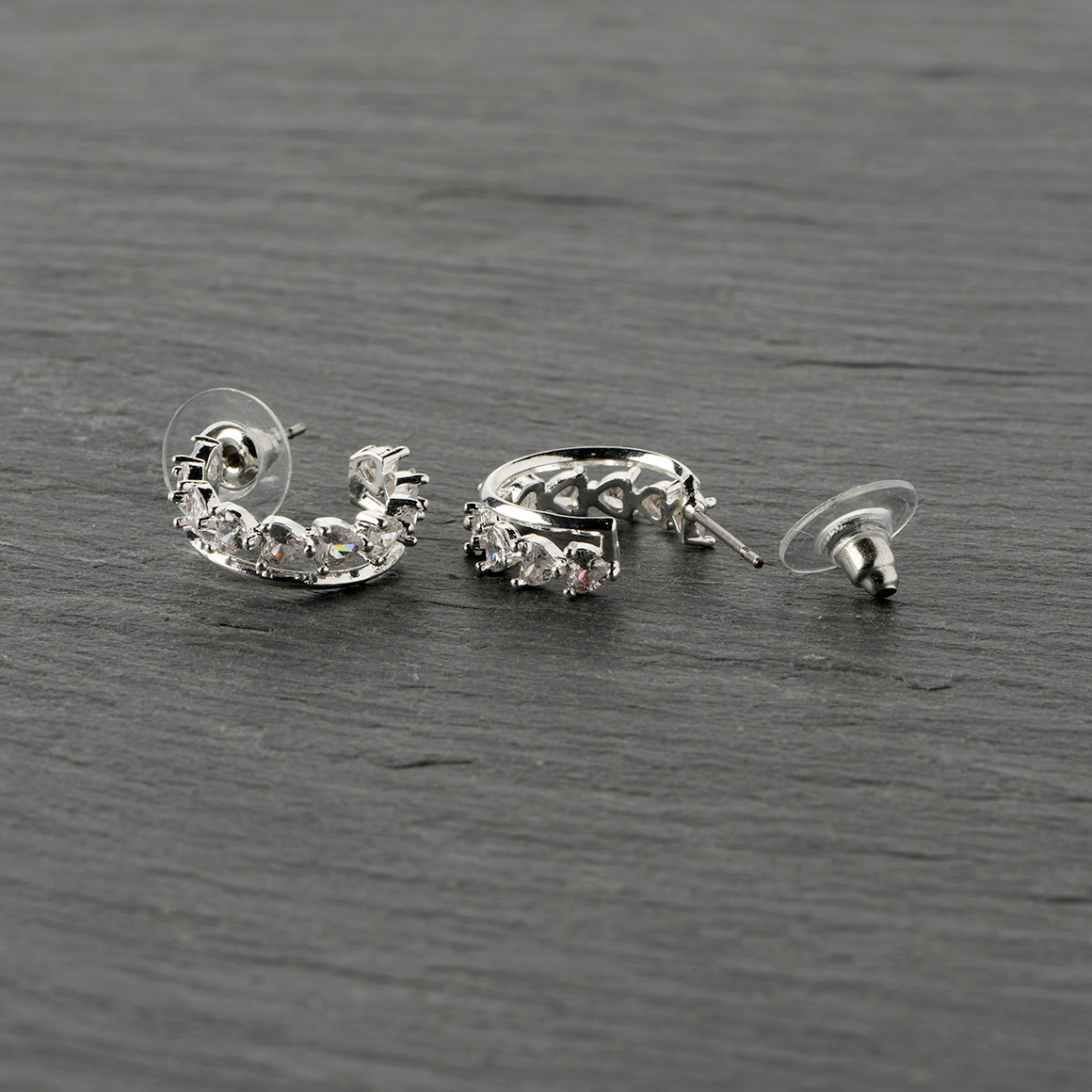 Gina Damen Creolen mit Ziersteinchen silber