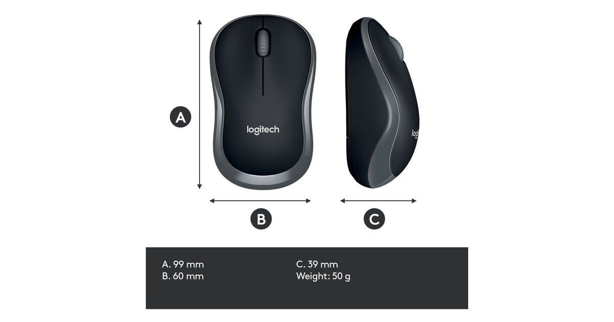 LogitechWireless Mouse M185  (Grijs, Retail)