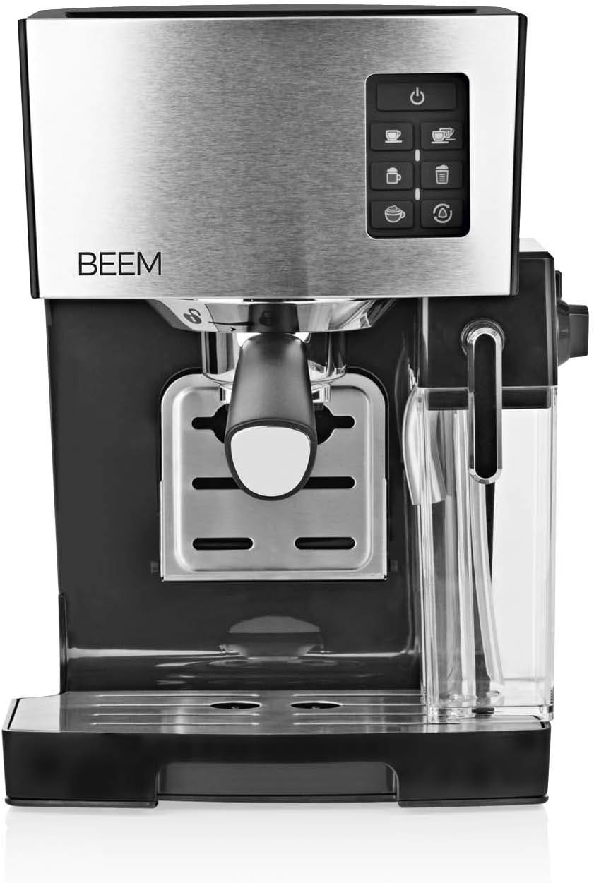 BEEM CLASSICO Espresso-Siebträgermaschine - 19 bar | Silber | Integrierter Milchtank und Dampfdüse | Abnehmbarer Wassertank | 1.450 W