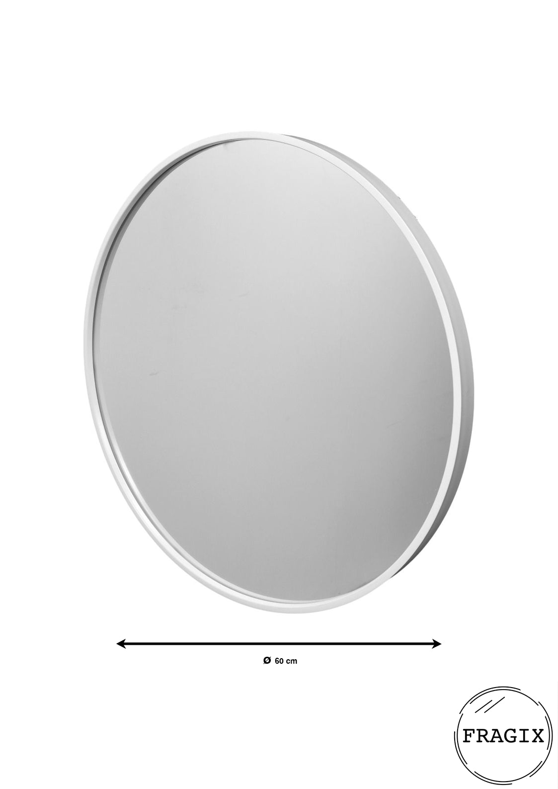 Fragix Boston wandspiegel rond - Wit - Metaal - Ã60cm