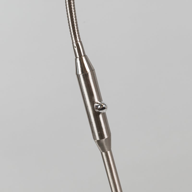 QAZQA - Moderne vloerlamp | Staande lamp | Vloerlamp | Lamp | Licht staal | Zilver | Mat nikkel incl. LED - Eva Dimmer | Dimbaar | Woonkamer | Slaapkamer - Staal Langwerpig - (niet vervangbaar)