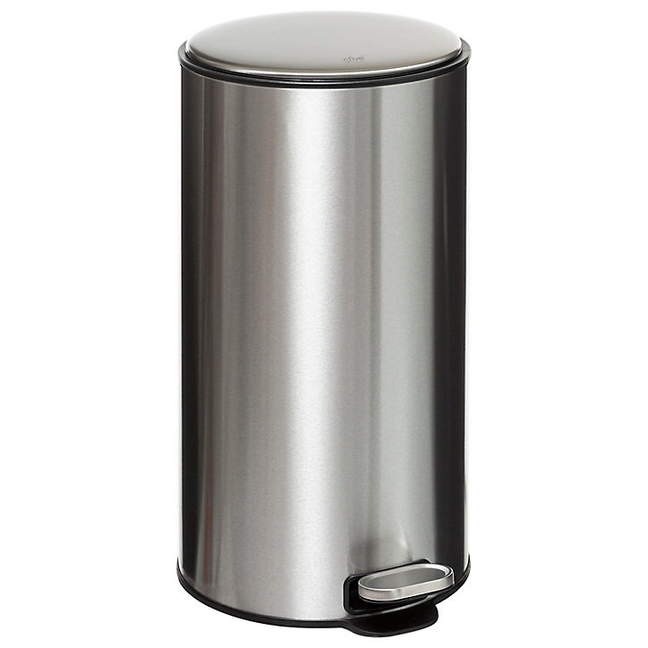 Poubelle de cuisine 30 l à pédale ronde Delta en acier inoxydable Ø31,5 x H.62 cm