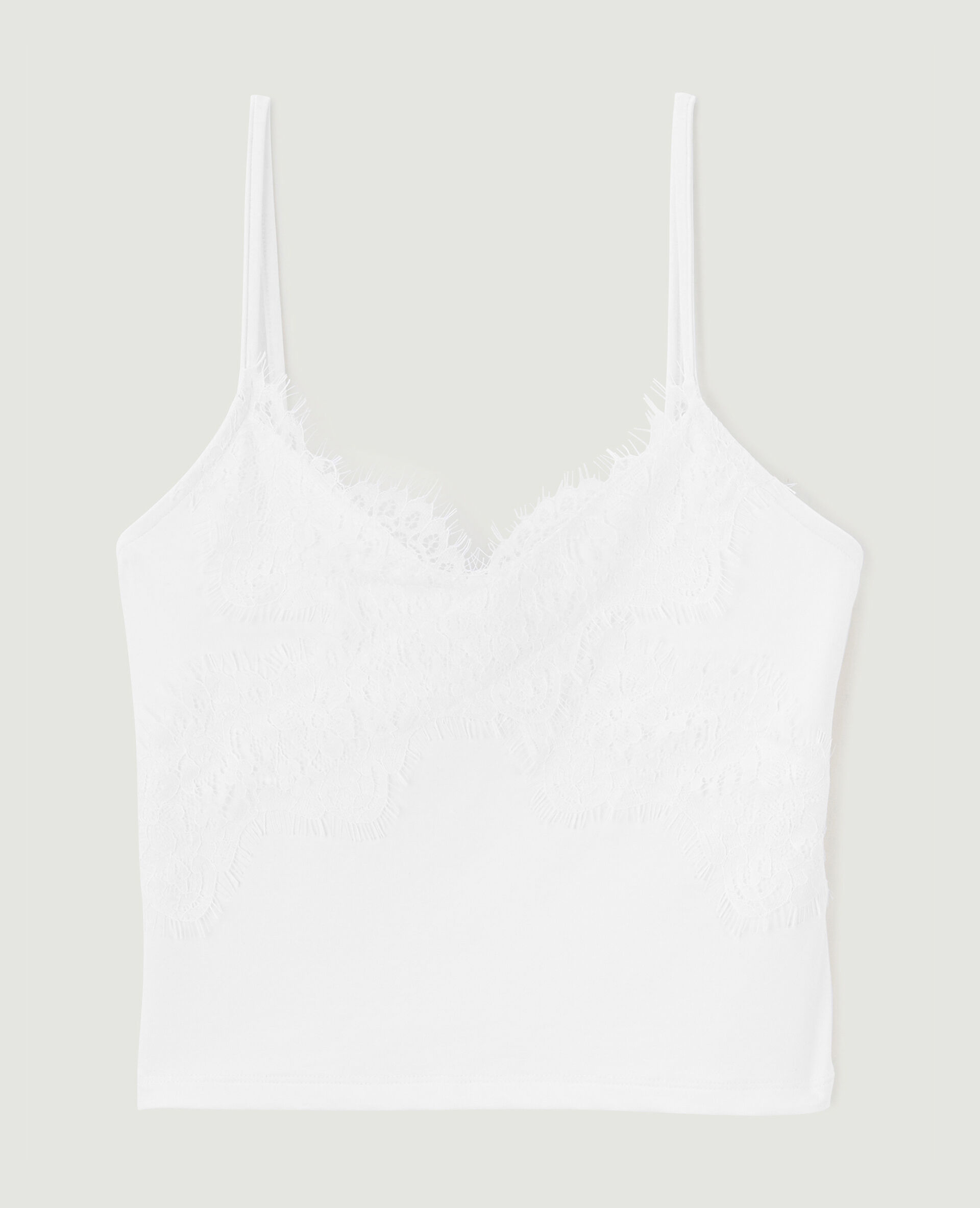 Débardeur court avec dentelle - Blanc