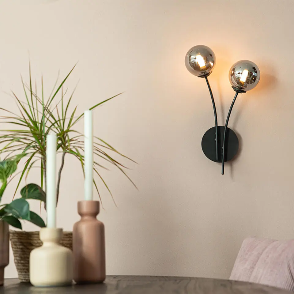 Qazqa wandlampen athens zwart g9