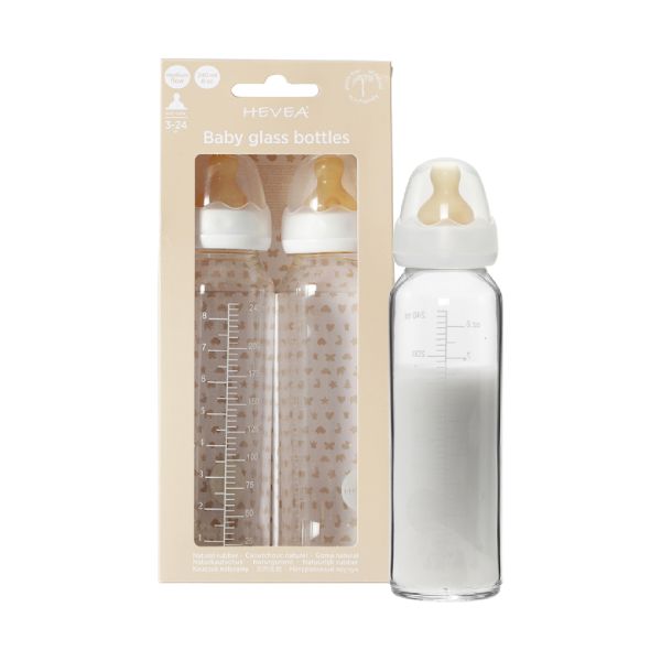 Hevea Glazen Fles 240 ml 2 Stuks