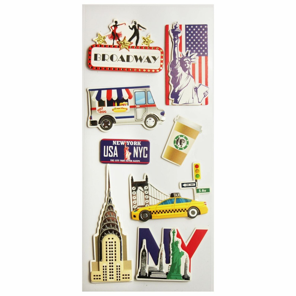 Autocollants en relief finitions argentées - voyage à new-york