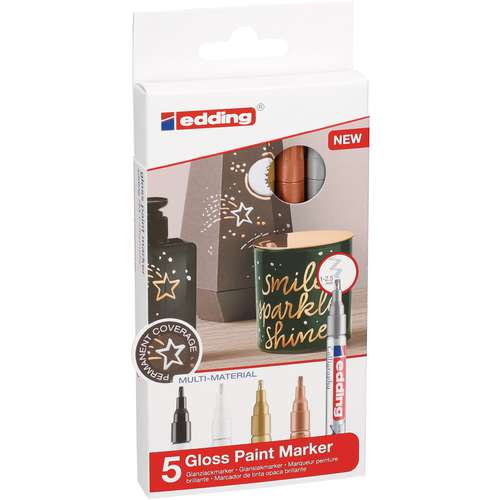 edding® 753 creative Glanzlack-Marker, 5er Set metallic