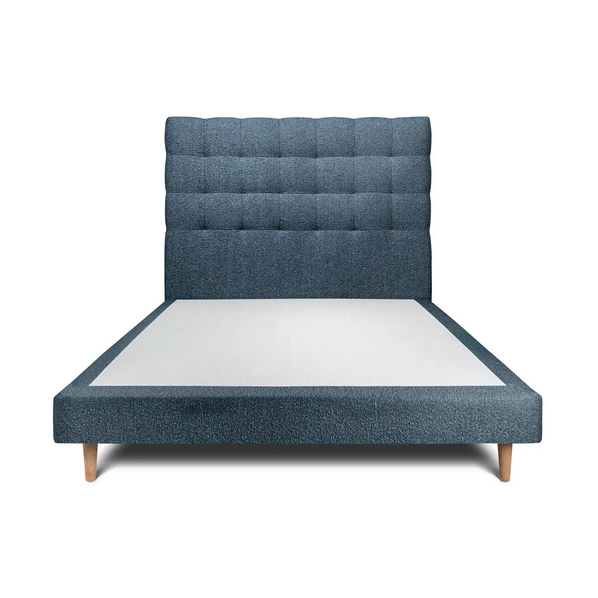 Sommeil de plomb Lit 140x200cm - Tête de lit capitonnée bouclette - Sommier tapissier bleu