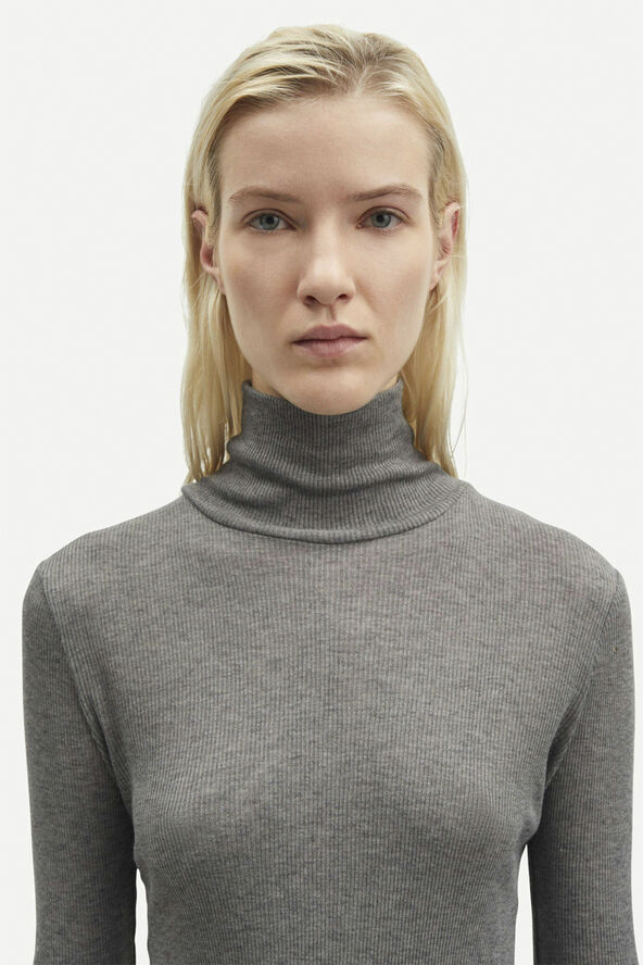 Samsøe Samsøe Sasonnet ls t-neck 15338 Mid grey mel.