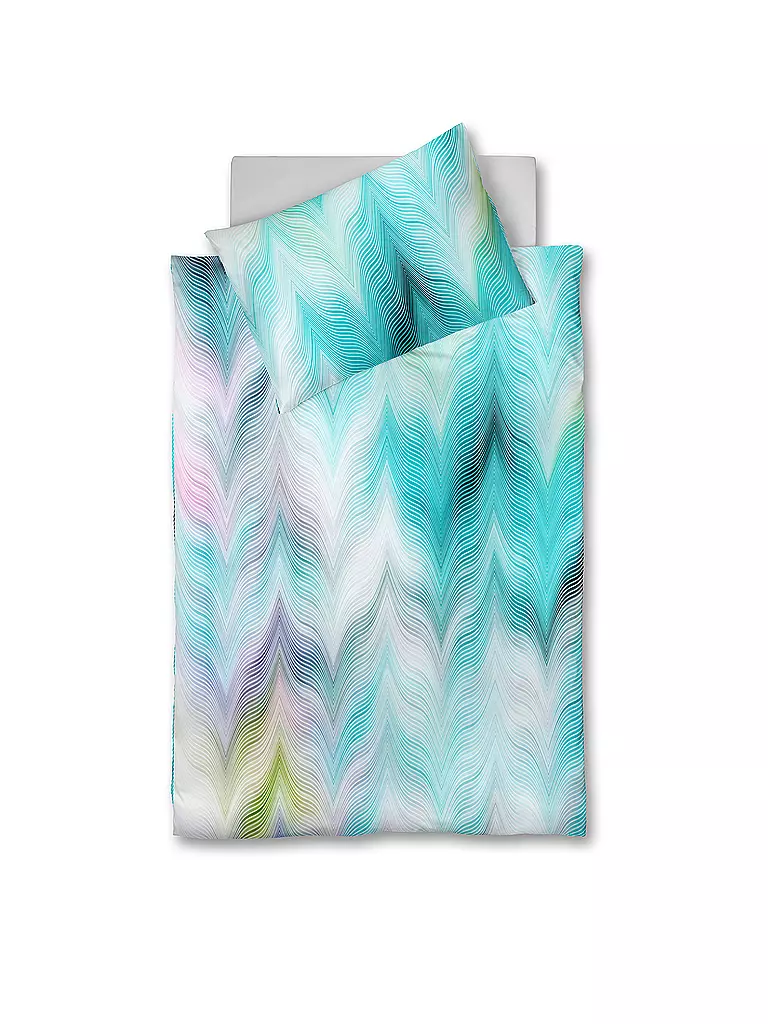 FLEURESSE Satin Bettwäsche MODERN ART 2x 70x90cm/200x200cm Sommerblau türkis