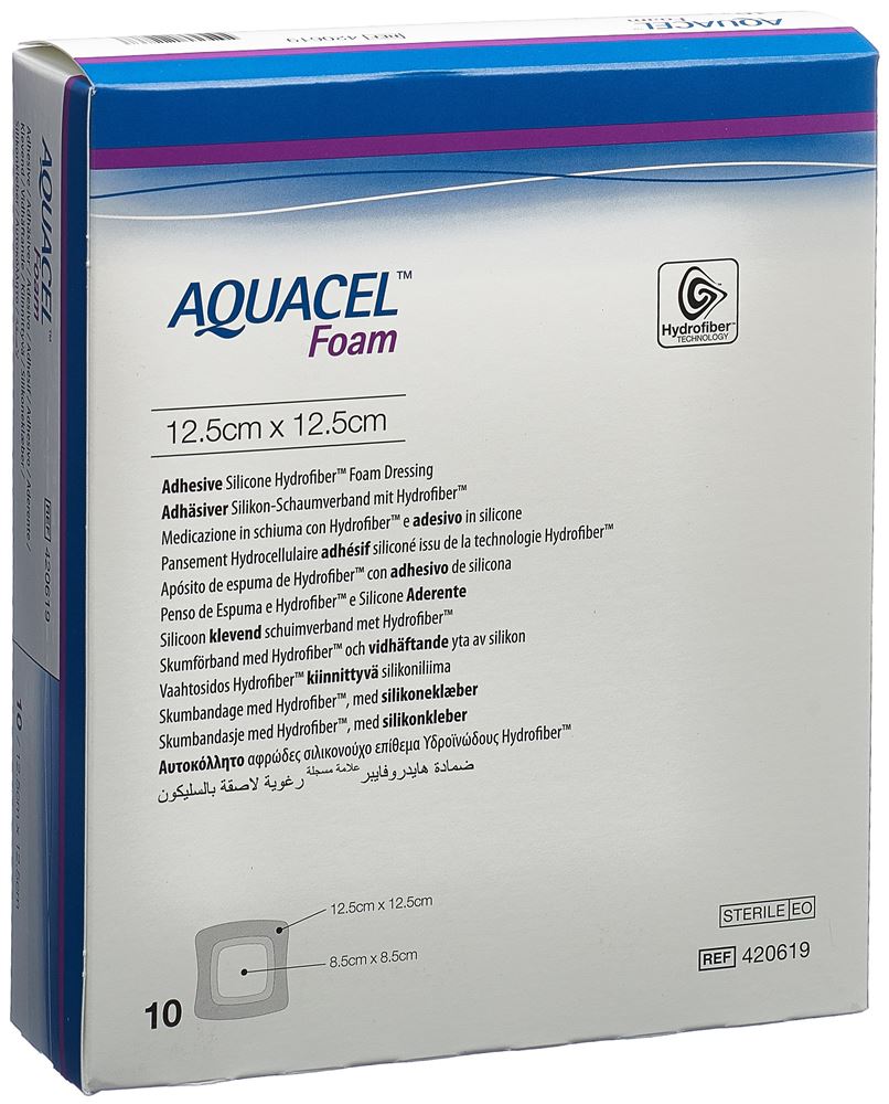 Aquacel Schaumverband adhäsiv 12.5x12.5cm 10 Stk