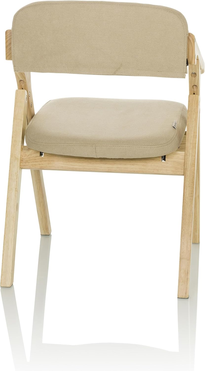 hjh OFFICE Holz-Klappstuhl gepolstert SCANDIO Besucherstuhl Faltstuhl aus Holz klappbar, bis 120 kg, Beige, 729443