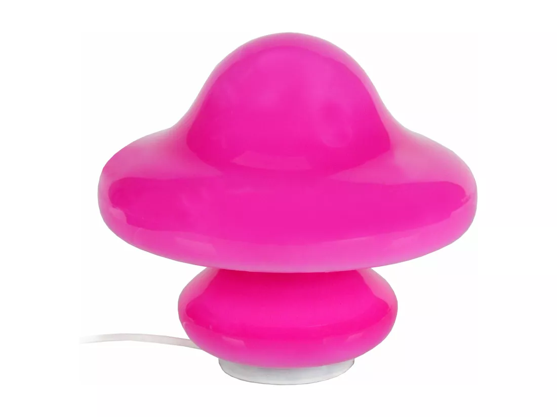 Lampe de chevet champignon verre blanc 21 cm.