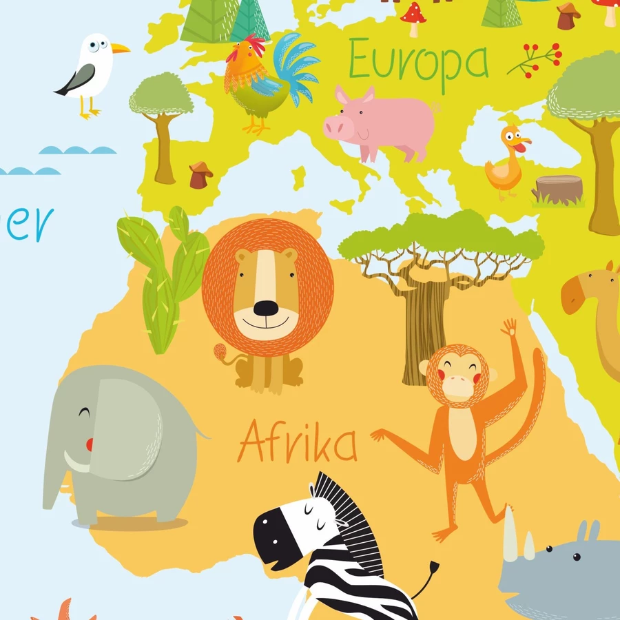Nikima Poster Kinder Weltkarte modern - in 3 Größen bunt